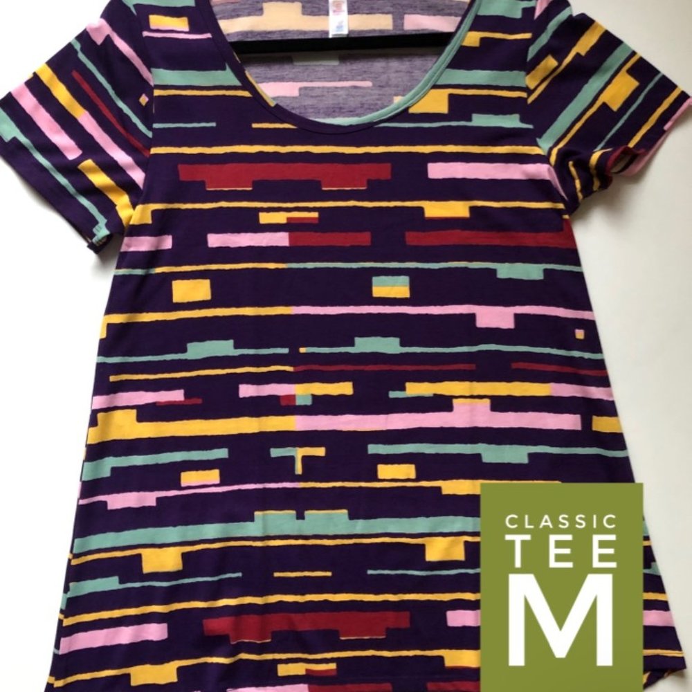 NWT LuLaRoe Classic T, Purple with Multi Color Stripes, Size Medium